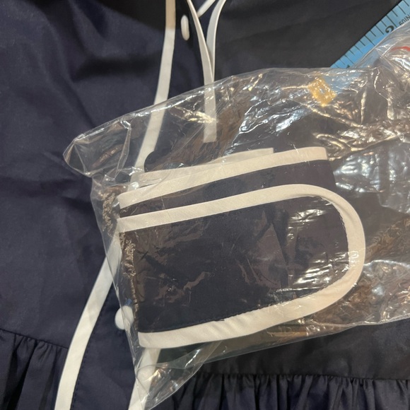 COMMENSE Contrast Trim Belted Pleated Shirt Dress COLOR - Navy, Size XS NWT - Picture 9 of 14